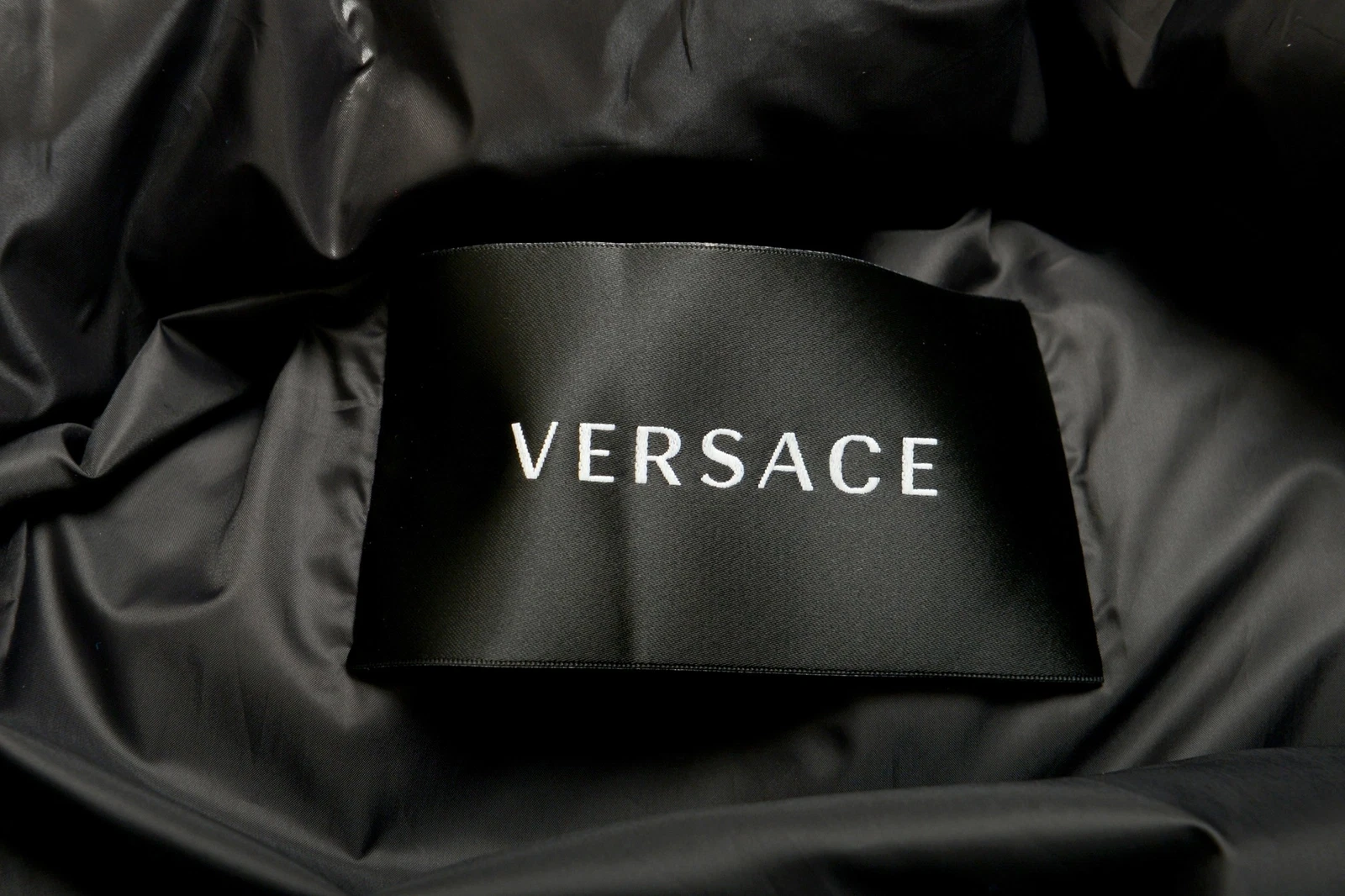 Giacca parka donna Versace nero piumino con cintura e cappuccio staccabile US XL IT 46