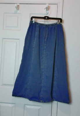 Vintage Kayo Denim Skirt Pull On Elastic Waist Modest No