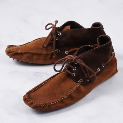Sutor Mantellassi Brown Mid-Top Suede Driving Moccasins US