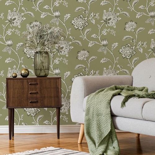 Lot De 8 Rouleaux De Papier Peint Joules – Motif Floral Juliette – Vert, Rose, Crème – Pré-encollé