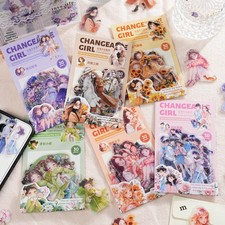 Kawaii Girls Lady PET Stickers 30Pcs Journals Diary Sticker Scrapbooking Collage