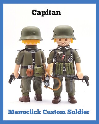 PLAYMOBIL 1 SOLDADO CAPITAN CUSTOM WW2 EJERCITO ALEMAN MP40