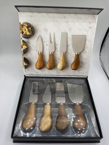 New Taylor’s Eye Witness British Company Four Piece Cheese Knife Set Acacia Wood - Picture 3 of 4