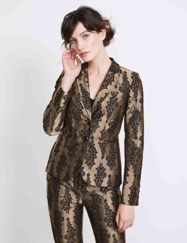 Boden Jacquard Party Blazer Gold UK 8 rrp £170 SA7 ii 07 - Afbeelding 1 van 5