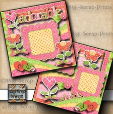 ADORABLE girl 2 premade scrapbooking pages paper piecing layout DIGISCRAP A0018