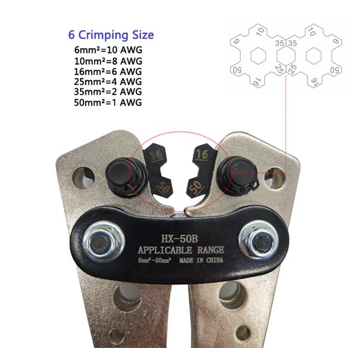 6-50mm² Electrician Wire Cable Lug Crimp Tool Terminal Crimper Plier Crimping UK - Picture 4 of 12