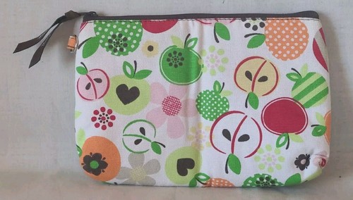 Thirty One Apple Blossom Floral Flower Multicolor Print Zipper Makeup Bag Pouch - Picture 3 of 10