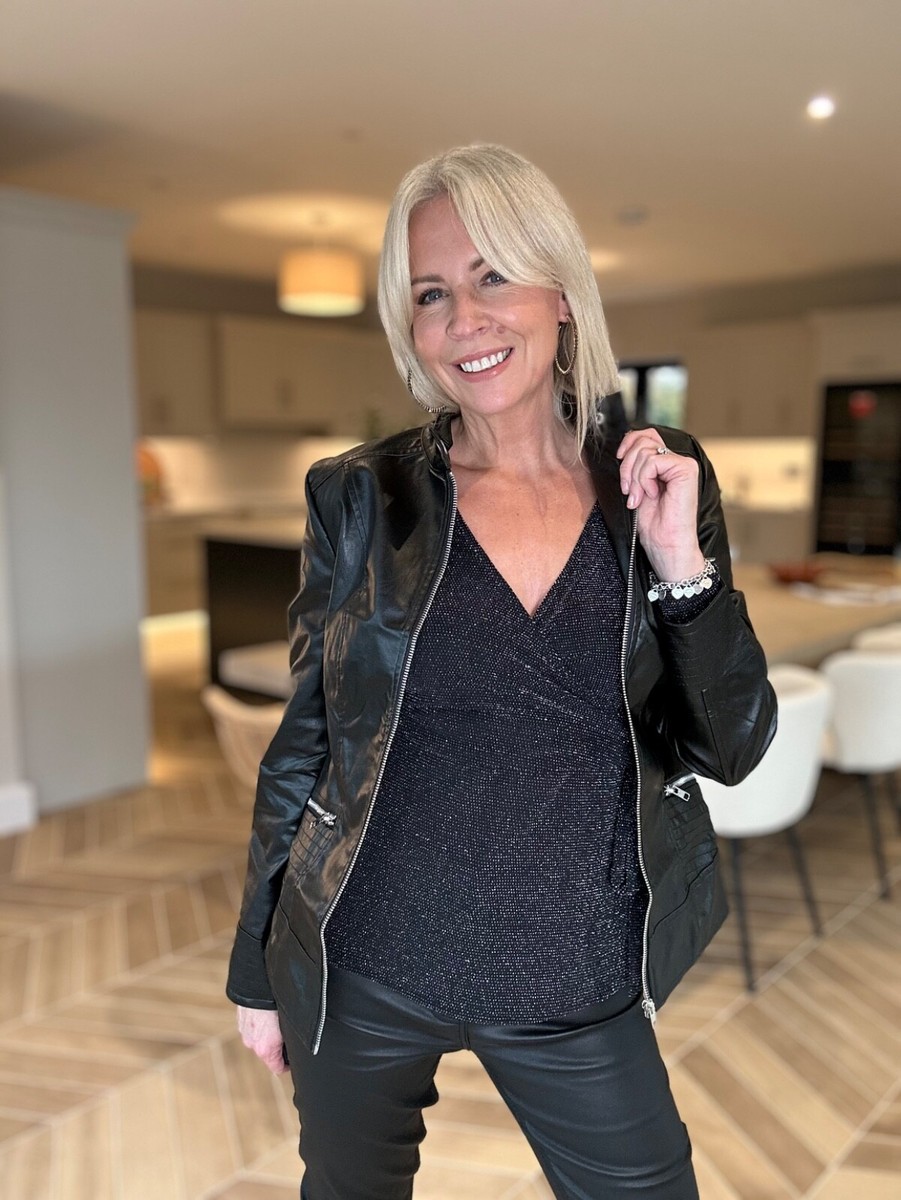 BRAND NEW Black M&Co faux leather biker jacket size 10 UK