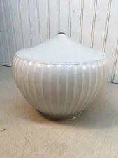 Vtg 9.5"Dia Dome Round White Frosted Glass Street Light Fixture Shade 6in Fitter