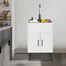 White Bathroom Cabinet with Sink  50x40  Laundry Sink Internal Sink L W 46 30cm