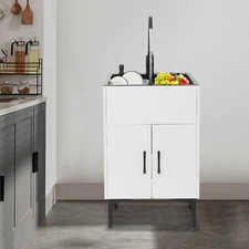Bathroom Vanity Cabinet Storage with Sink Combo with Drawers and Shelves White