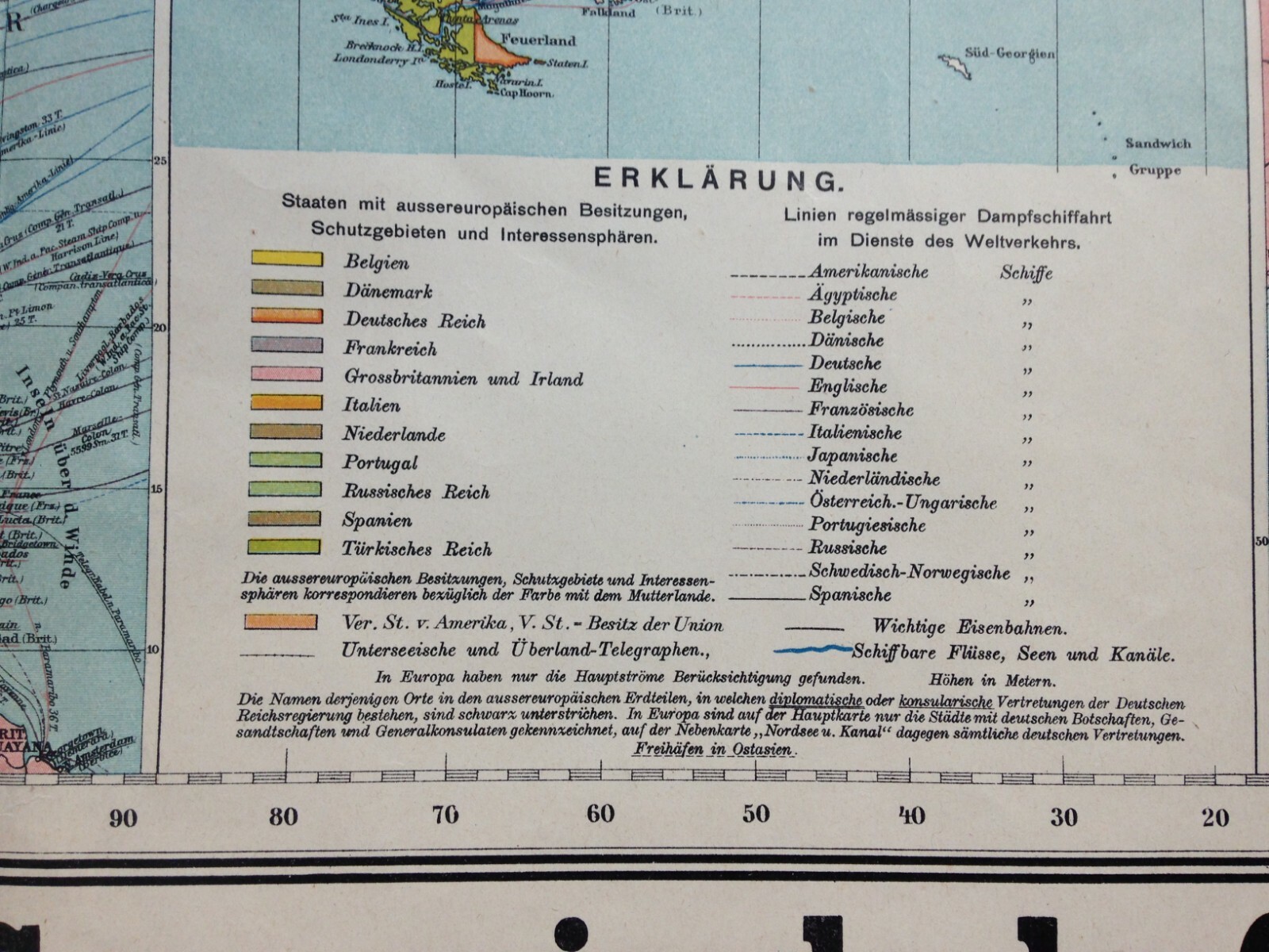 PLANISPHERE ANTIQUE COMMERCIAL WALL MAP 1905 by MAESTRANI 20th CENTURY