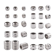 50pcs Column Round Rondelle 304 Stainless Steel Grooved Large Hole Beads 8 11mm