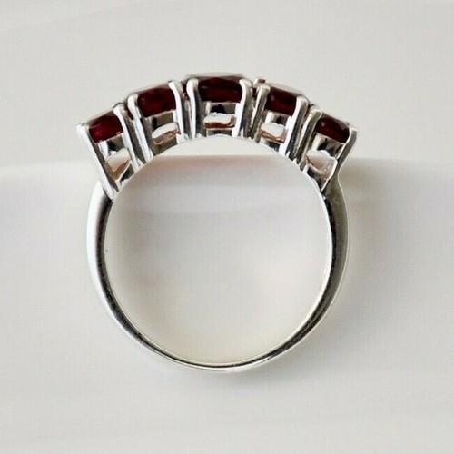 Ring 925 Garnet Silver Sterling Stackable Band Gemstone Red Natural Size Stone - Picture 7 of 9