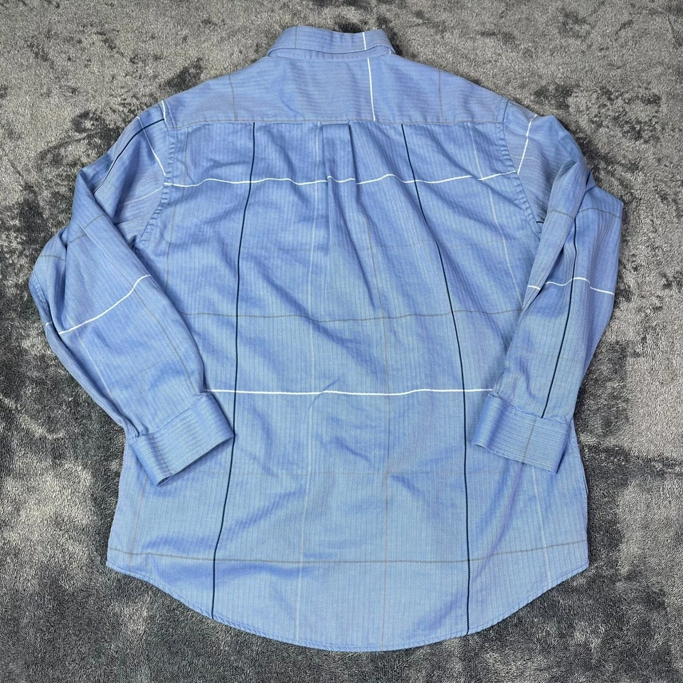 Camisa de Vestir Alex Cannon Para Hombres L Azul Espiga Rayas Algodón Negocios Informal Foto 3 de 4