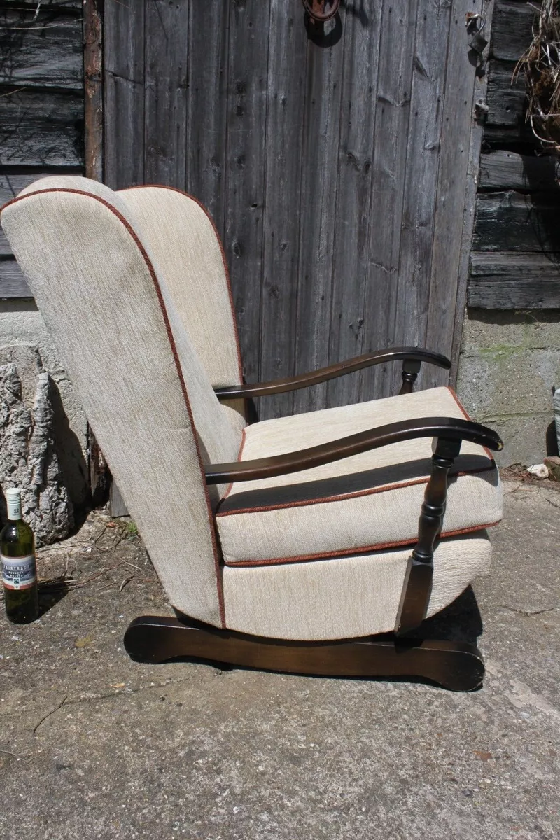 Reupholstered mid century rocking chair retro vintage upholstered