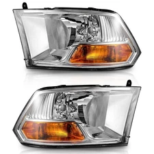 Pair Headlights Assembly For 2009-2012 Dodge Ram 1500 2500 3500 Halogen Headlamp