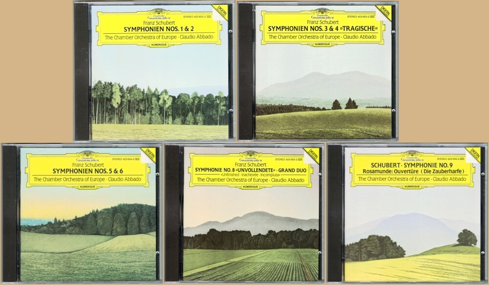 Claudio ABBADO: SCHUBERT Symphony No.1 2 3 4 5 6 8 9 Unfinished Great DG PDO 5CD Claudio ABBADO: SCHUBERT Symphony No.1 2 3 4 5 6 8 9 Unfinished Great DG PDO 5CD