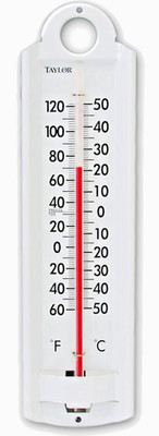 Metal Hanging Wall Thermometer 8 7/8'' Indoor Outdoor Aluminum White TAYLOR 5135N