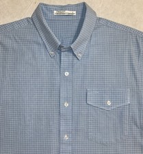 Criquet Shirt Mens L Blue White Short Sleeve Button Down 100 Organic Cotton