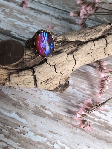 Ring Of Fire Dragon Breath Ring Antiqued Gold ModCore Artisan Created Solder Set - Picture 4 of 8