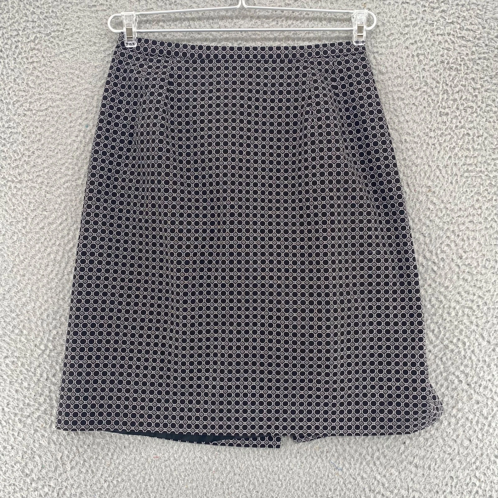 Talbots Skirt Womens 6 Petites Black Geometric Vintage Straight Above Knee Lined