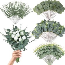 Eucalyptus Leaves Stems 150 PCS, 4 Kinds Mixed Artificial Greenery Stems for ...