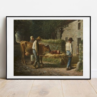 Kunstdruck Hirse - Bauern bringen ein Kalb nach Hause 1864, Wandbild Poster