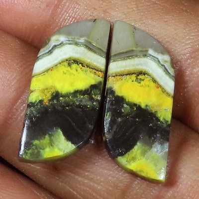 Handmade Natürlich Bumble Bee Jasper Cabochon Paar 21,30 ct 10x24x4 mm UP22