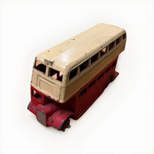 Vintage Dinky Toys Cream & Red AEC Double Decker Bus 29c Playworn