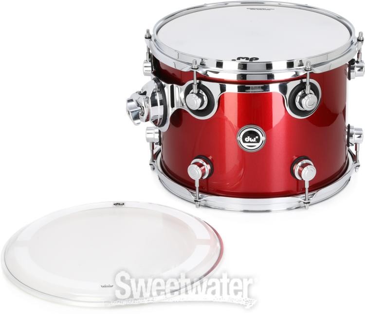 DW DWe e33 Mounted Tom - 9 inches x 12 inches, Black Cherry Metallic Lacquer
