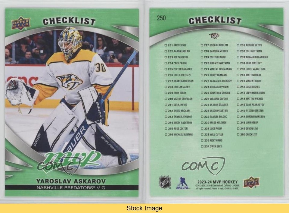 2023 Upper Deck MVP Rookies Green Script Yaroslav Askarov CL Rookie RC ...