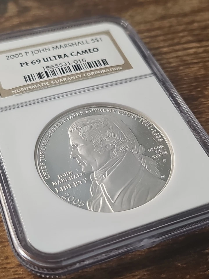 2005-P $1 Silver NGC PF69 JOHN MARSHALL Dollar 90% Coin Cert # 1865531-016 - Image 3 of 4