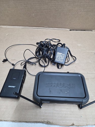 SHURE PGX1 TRANSMITER W/MIC AND SHURE PGX4 WIRELESS RECEIVER, AC ADAPTOR