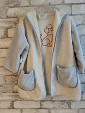 Toddler Bathrobe Hooded Sz 4 ish Embroidered Puppy Terrycloth missing Belt VTG
