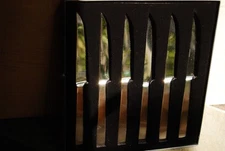 6 Piece SIMON PEARCE Brushed Stainless Steel 9-1/4" Steak Knife Set