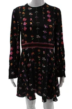 Valentino Women A-Line Silk Floral Long Sleeve Dress Size 42