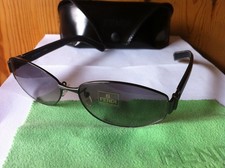 NEW FENDI - FS286L - Sunglasses, SHINY GUNMETAL leather / Grey Lens