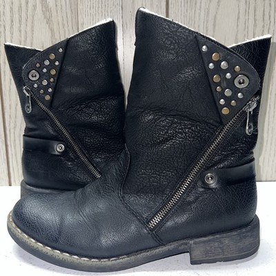 Rieker - Chelsea Black Leather Antistress Sherpa Fold Down Boot  US 9.5 & EUR 40
