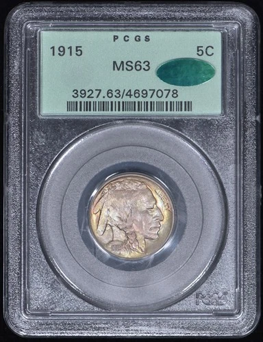 New Listing1915 Buffalo Nickel 5c PCGS MS63 CAC (OGH) - Nice Color/Toning!