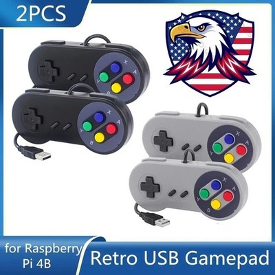 2PCS USB Retro Game Controller Wired Gamepad for PC Raspberry Pi RetroPie - USA