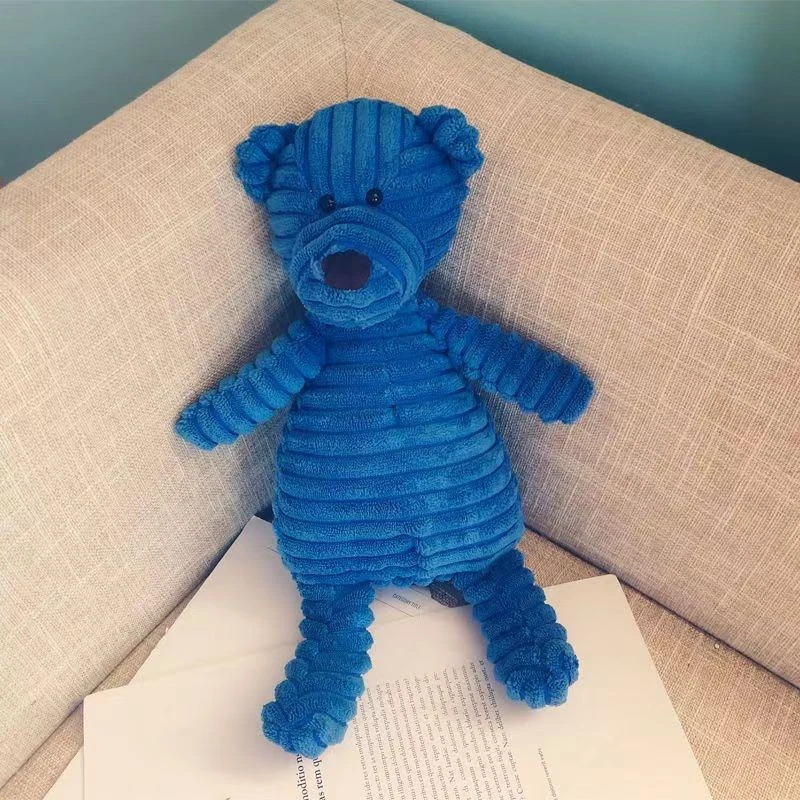Dog Plush Blue Bear Squeaker Toy |Blue Corduroy Dog Toy | Soft & Durable Pet Toy - Image 2 of 4