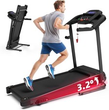 Compact Folding Treadmill 2.5HP Quiet Brushless Motor, 3-Level Incline, 7.5 MPH