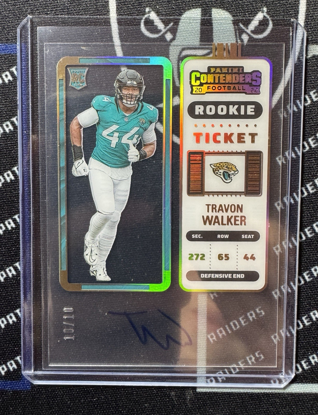TRAVON WALKER 2022 CONTENDERS CLEAR ACETATE ROOKIE TICKET AUTO #135 10/10 RC