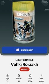 LEGO 8618 Bionicle Metru Nui Vahki Rorzakh Complete Robot No Disk, No Manual