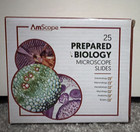 AmScope 25 Prepared Biology Glass Microscope Slides Set w/ Wooden Storage Case — photo 1