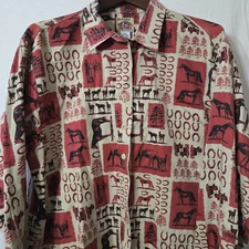 Barn Fly Button Down Shirt Mens XL Long Sleeve Animal Print USA Made Cotton