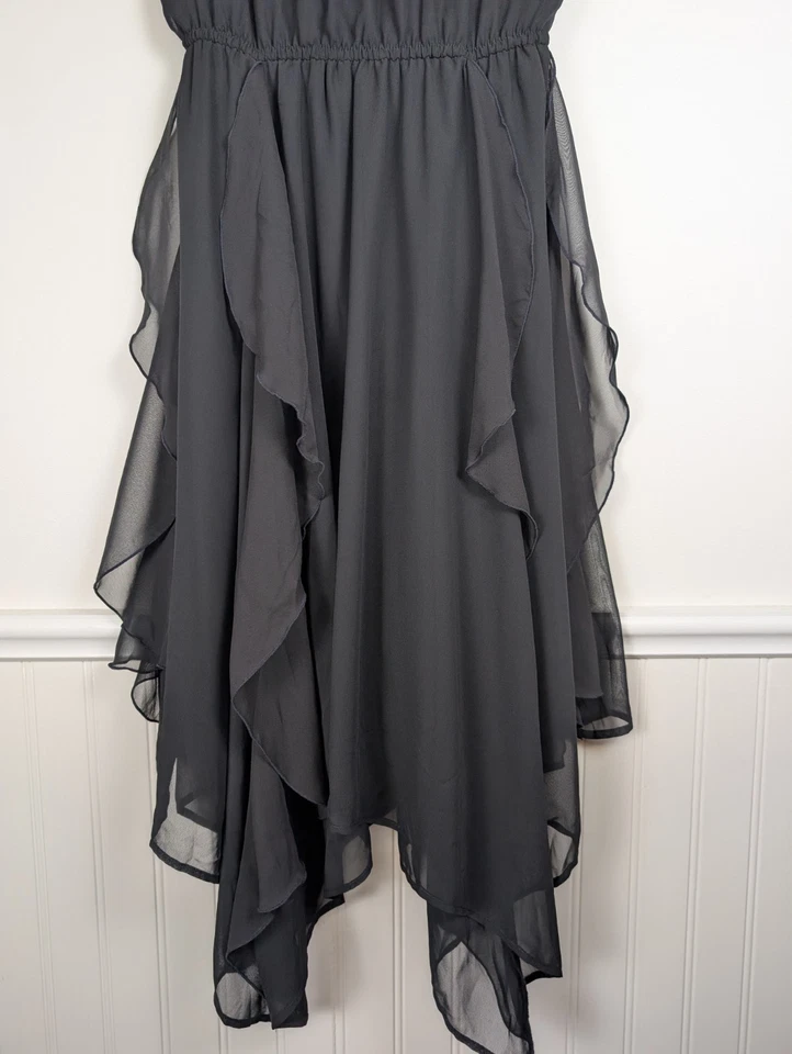 Vestido midi H&M negro fluido caprichoso festival de hadas música juvenil talla 13-14 años Foto 3 de 4