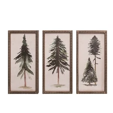 Transpac MDF Beaded Edge Winter Tree Box Decor 3 Asst