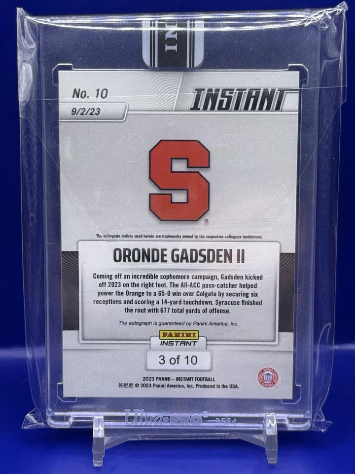 Panini Instant Oronde Gadsden II 2023 Gold Auto/10 cargadores 9/2/23 Foto 2 de 2